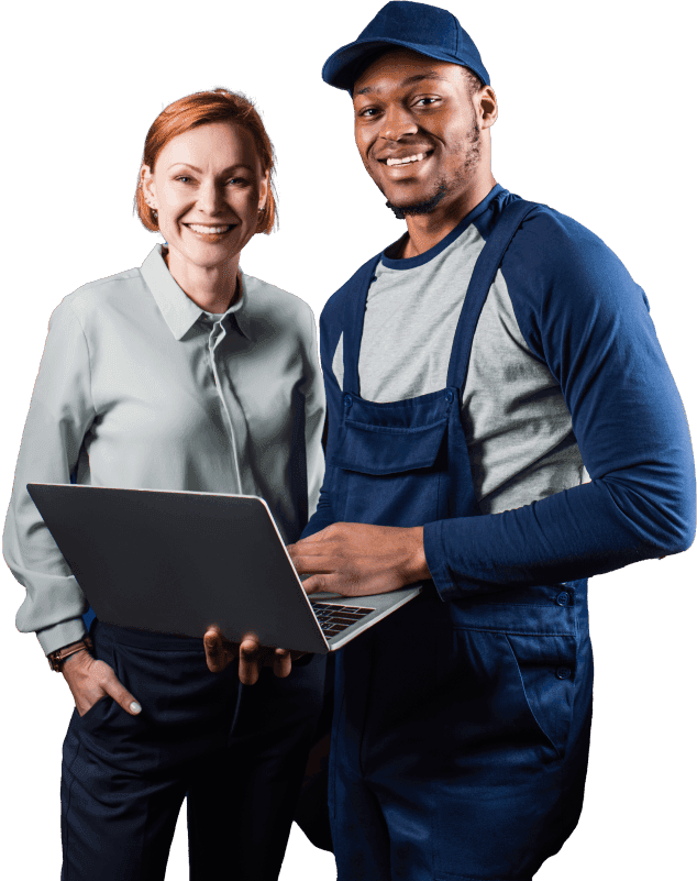 Sheridan car mechanic presenting to a female client using a laptop